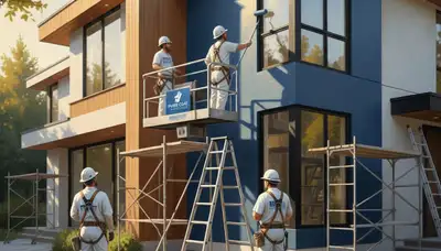 Exterior house painters in Clearwater, FL applying coastal-ready paint to a home exterior