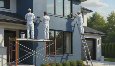 Clearwater, FL painters applying exterior house paint for coastal home protection and curb appeal