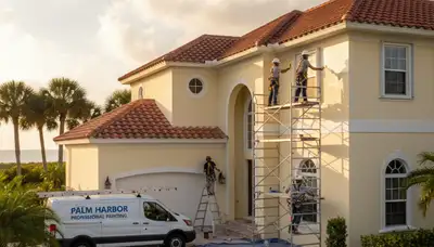Painter completing residential painting project in Clearwater, FL for a professional exterior finish